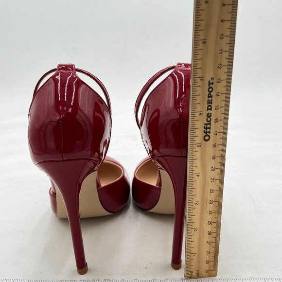 FSJ Wine Almond Toe Ankle Strap D'Orsay Pump High Heels Party Prom Casual Sandal - Picture 5 of 8